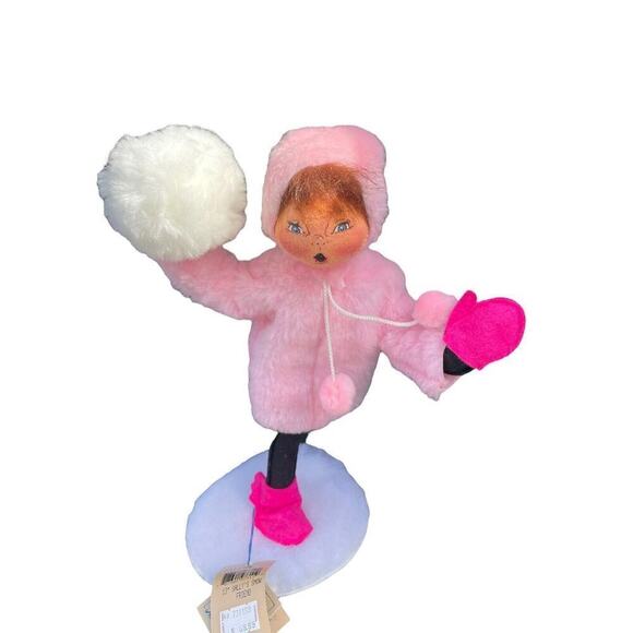 ANNALEE 13" Sally's Snow Friend ~ Girl In Pink Coat w Snowball USA Vintage 1999 - Picture 1 of 10